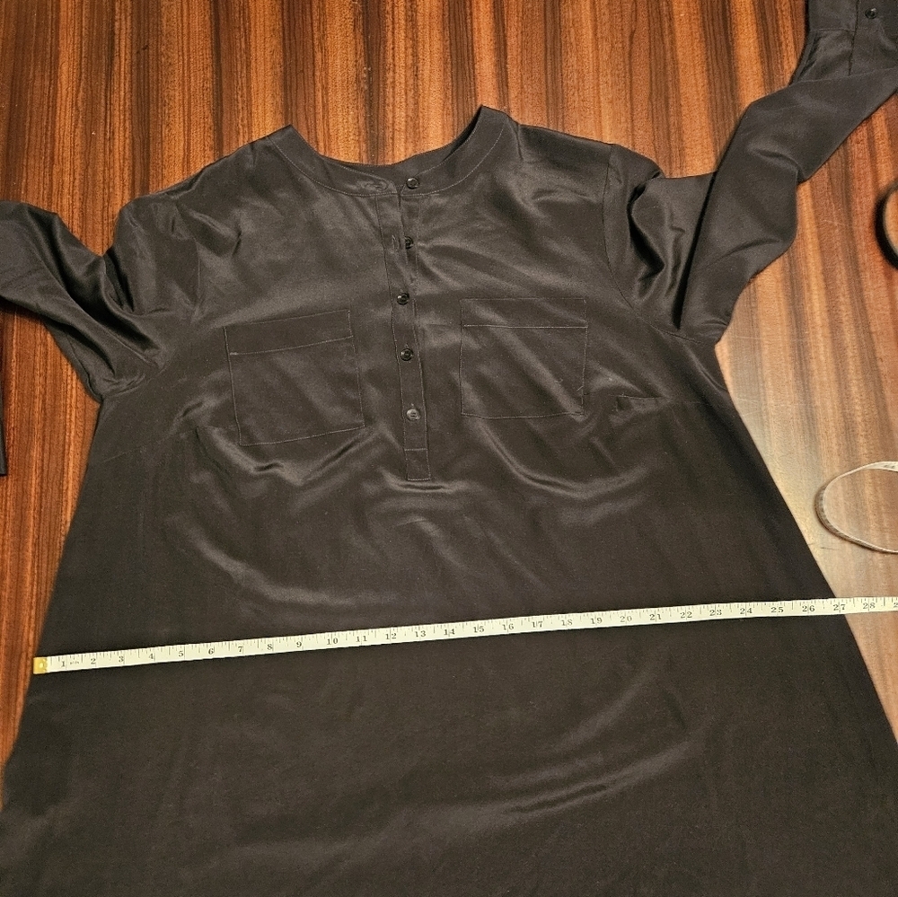Talbots Woman Black Long Sleeve Round Neck Blouse Pockets 14W Quiet Luxury - Picture 7 of 12